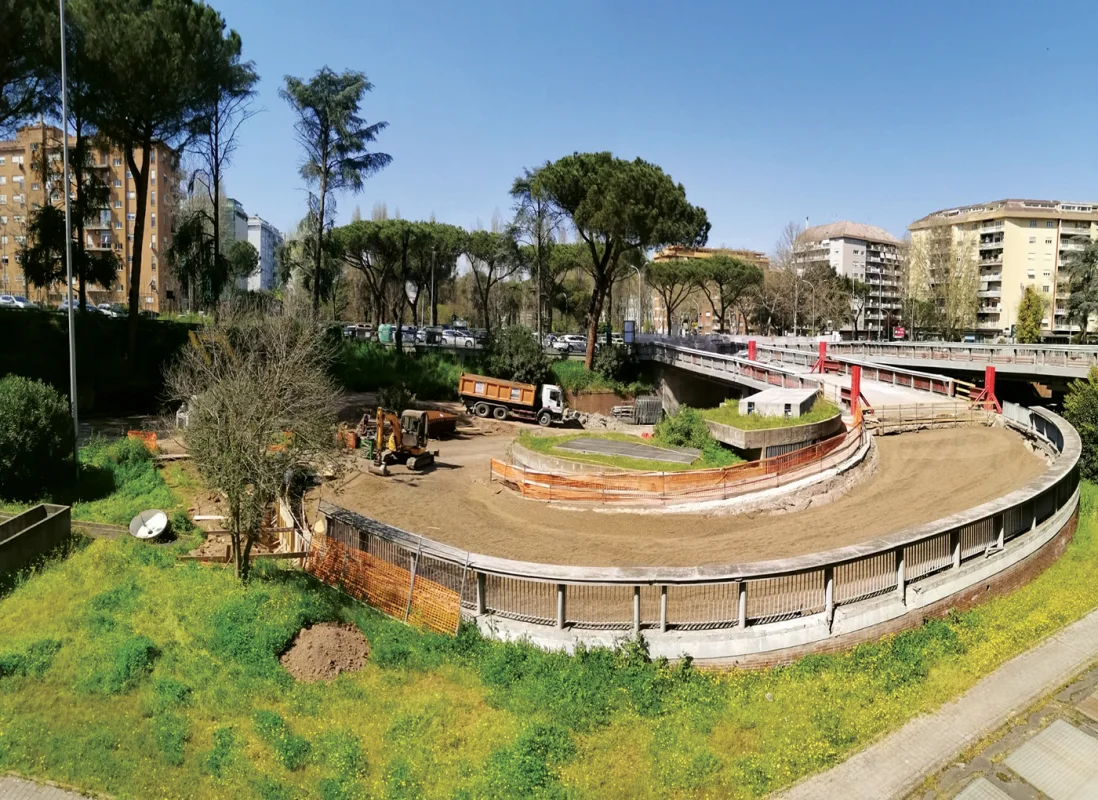 Rilevato stradale in argilla espansa su terreni scarsamente portanti a Roma