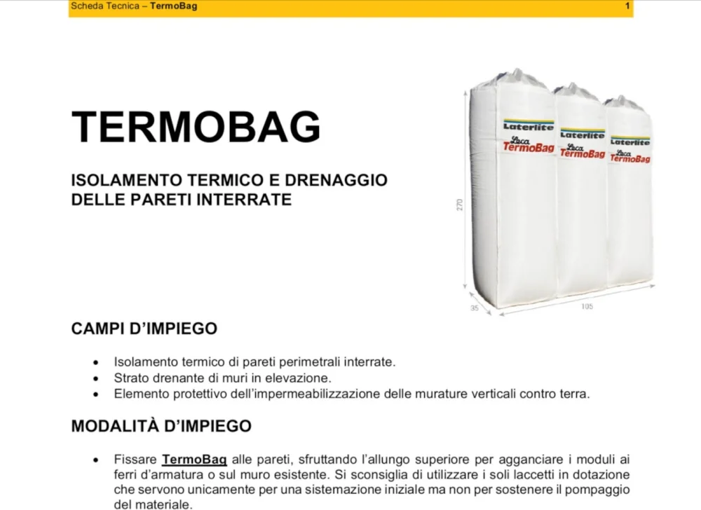 TermoBag: sacconi per drenaggio pareti contro terra