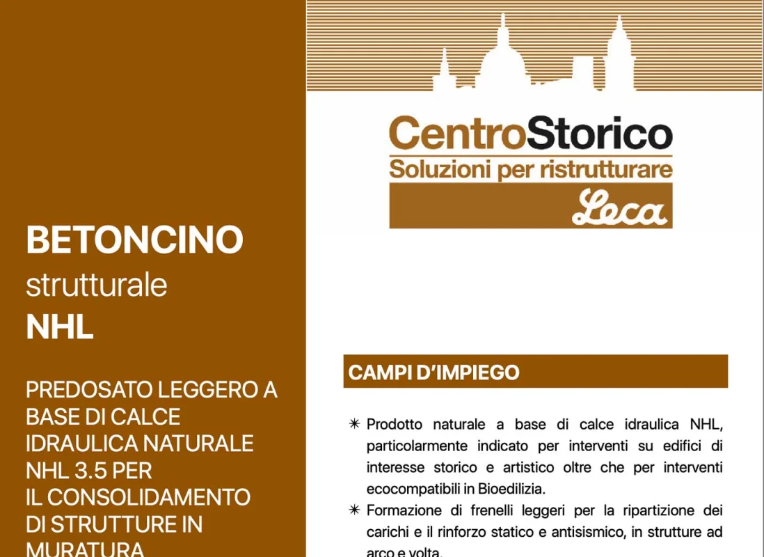 Betoncino strutturale NHL: betoncino a base calce idraulica naturale