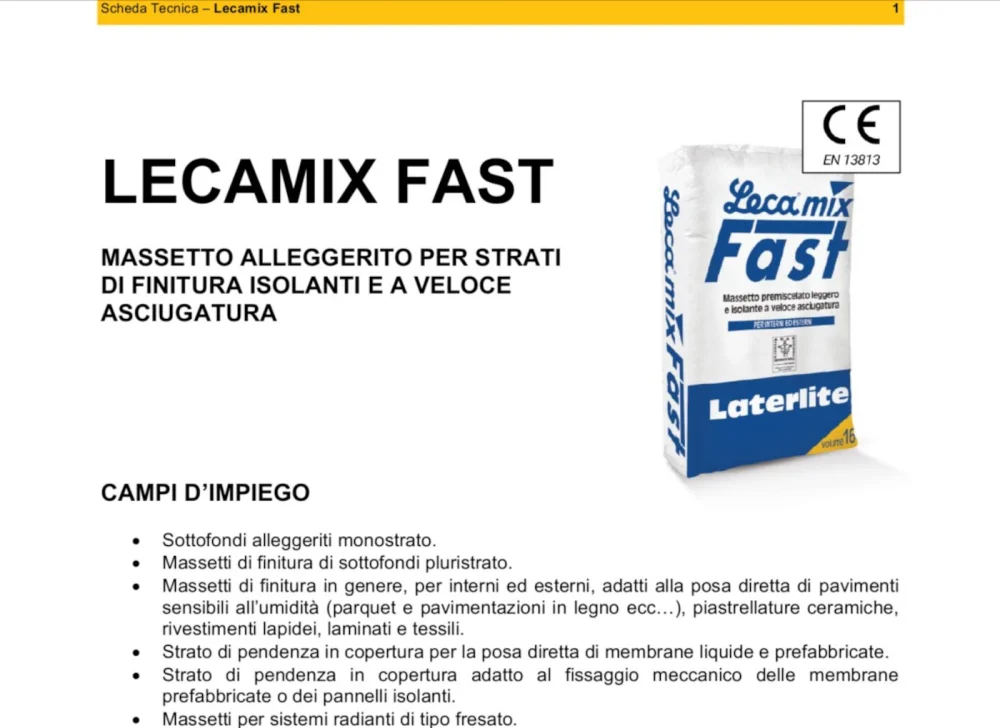 Leca<sup>®</sup>mix Fast: Massetto alleggerito a veloce asciugatura